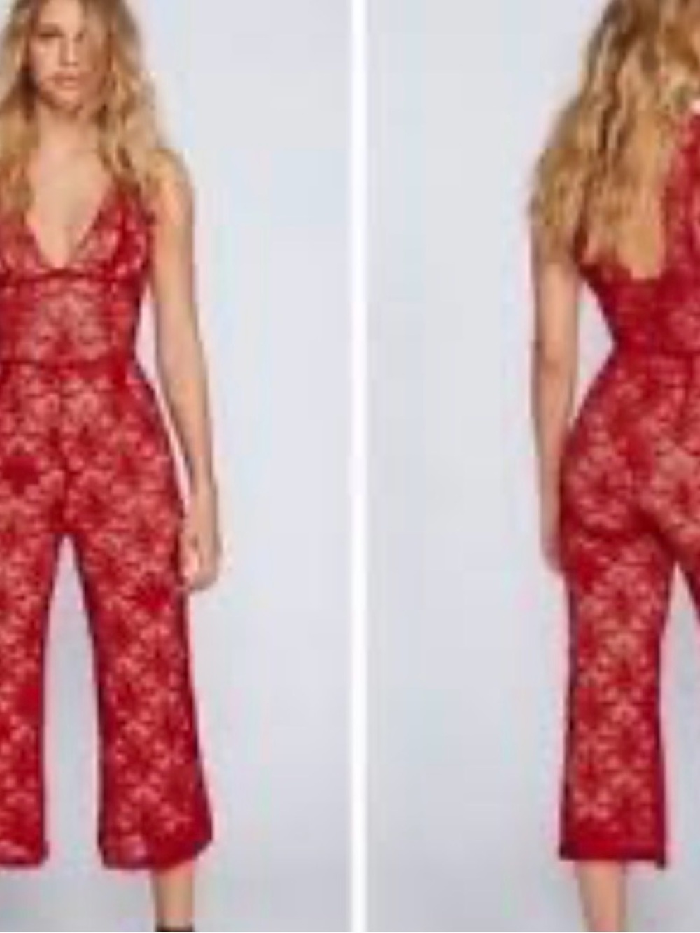NWT Nightcap x Free People Burgundy Fleur Lace Wide-Leg Jumpsuit